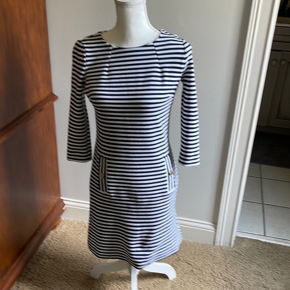 Lilly Pulitzer navy/white striped dress. Like new!